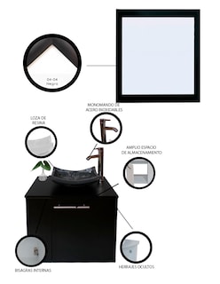 Foto 5 | Foto 5 | Gabinete de Baño con Lavabo y Espejo Decorativo Vernier 60x50cm