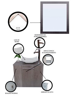 Foto 5 | Foto 5 | Gabinete de Baño con Lavabo y Espejo Decorativo Vernier 60x50cm