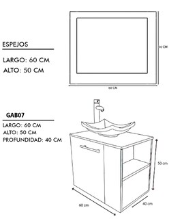 Foto 6 | Foto 6 | Gabinete de Baño con Lavabo y Espejo Decorativo Vernier 60x50cm
