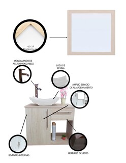 Foto 5 | Foto 5 | Gabinete de Baño con Lavabo y Espejo Decorativo Soleura de Decomobil