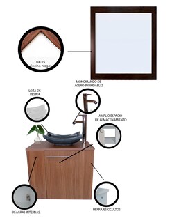 Foto 5 | Foto 5 | Gabinete de Baño con Lavabo y Espejo Decorativo 60x50cm Vernier