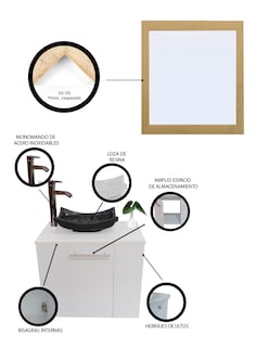 Foto 5 | Foto 5 | Gabinete Para Baño Con Lavabo Y Espejo Decorativo 60x50cm Vernier