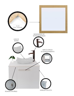 Foto 5 | Foto 5 | Gabinete de Baño con Lavabo y Espejo Decorativo Vernier 60x50cm