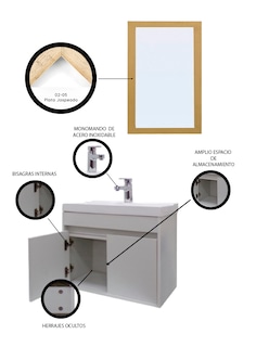 Foto 5 | Foto 5 | Gabinete Para Baño Con Lavabo Y Espejo Decorativo Decomobil Piha
