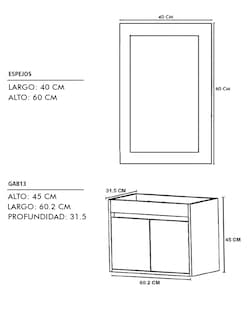 Foto 6 | Foto 6 | Gabinete Para Baño Con Lavabo Y Espejo Decorativo Decomobil Piha