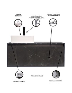 Foto 6 | Foto 6 | Mueble Gabinete para Baño con Lavabo Minimalista Krabi