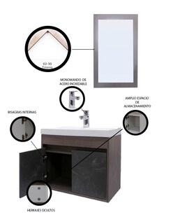 Foto 5 | Foto 5 | Gabinete para Baño con Lavabo y Espejo Decorativo Piha