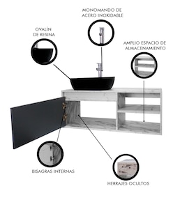 Foto 6 | Foto 6 | Gabinete para Baño con Lavamanos y Monomando Odin