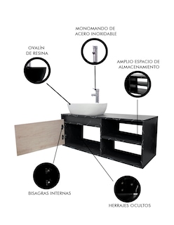 Foto 6 | Foto 6 | Gabinete Para Baño Con Lavamanos Y Monomando Decomobil Odin