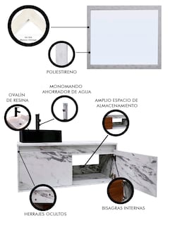 Foto 5 | Foto 5 | Gabinete de Baño con Lavabo y Espejo Decorativo Gova