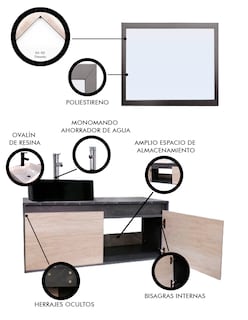Foto 5 | Foto 5 | Gabinete De Baño Con Lavabo Y Espejo Decorativo Gova