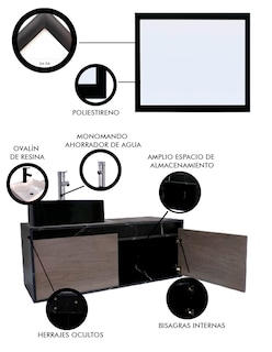Foto 5 | Foto 5 | Gabinete De Baño Con Lavabo Y Espejo Decorativo Gova