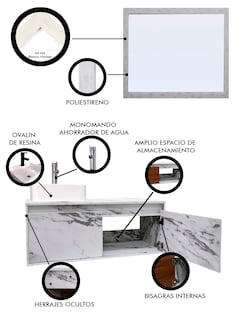 Foto 5 | Foto 5 | Gabinete de Baño con Lavabo y Espejo Decorativo Gova