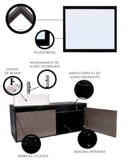 Foto 5 | Foto 5 | Gabinete De Baño Con Lavabo Y Espejo Decorativo Gova