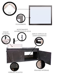 Foto 5 | Foto 5 | Gabinete de Baño con Lavabo y Espejo Decorativo Gova