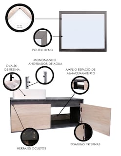 Foto 5 | Foto 5 | Gabinete De Baño Con Lavabo Y Espejo Decorativo Gova