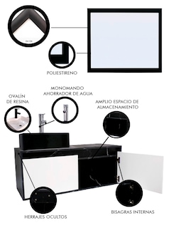 Foto 5 | Foto 5 | Gabinete De Baño Con Lavabo Y Espejo Decorativo Gova