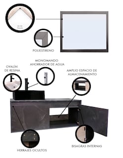 Foto 5 | Foto 5 | Gabinete De Baño Con Lavabo Y Espejo Decorativo Gova