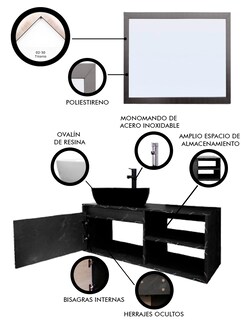 Foto 6 | Foto 6 | Gabinete De Baño Con Lavabo Y Espejo Decorativo Minimalista Decomobil Marbella