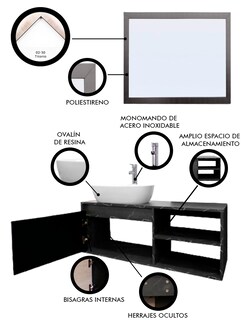 Foto 6 | Foto 6 | Gabinete De Baño Con Lavabo Y Espejo Decorativo Minimalista Decomobil Marbella