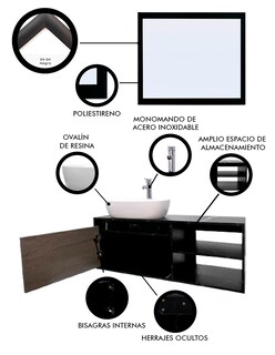 Foto 6 | Foto 6 | Gabinete De Baño Con Lavabo Y Espejo Decorativo Minimalista Decomobil Marbella