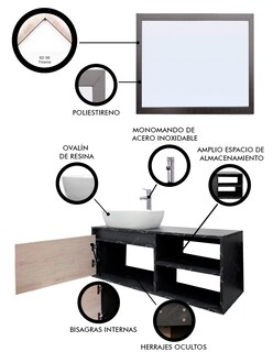 Foto 6 | Foto 6 | Gabinete De Baño Con Lavabo Y Espejo Decorativo Minimalista Decomobil Marbella