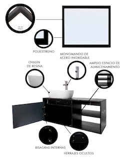 Foto 5 | Foto 5 | Gabinete de Baño con Lavabo y Espejo Decorativo Minimalista Marbella