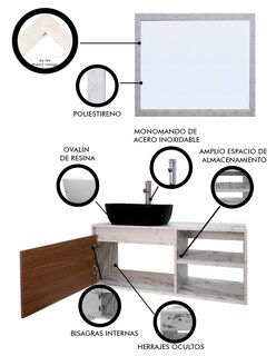 Foto 5 | Foto 5 | Gabinete de Baño con Lavabo y Espejo Decorativo Minimalista Marbella
