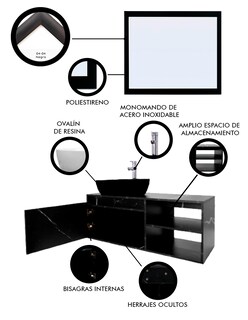 Foto 5 | Foto 5 | Gabinete de Baño con Lavabo y Espejo Decorativo Minimalista Marbella