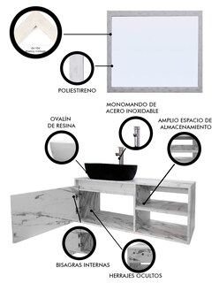 Foto 5 | Foto 5 | Gabinete de Baño con Lavabo y Espejo Decorativo Minimalista Marbella