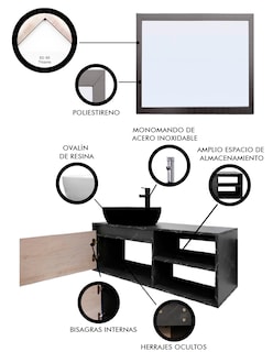 Foto 5 | Foto 5 | Gabinete de Baño con Lavabo y Espejo Decorativo Minimalista Marbella