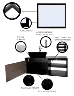 Foto 5 | Foto 5 | Gabinete De Baño Con Lavabo Y Espejo Decorativo Minimalista Decomobil Marbella
