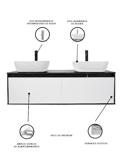 Foto 5 | Foto 5 | Gabinete Para Baño Con Doble Lavabo Anton Minimalista