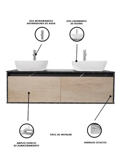 Foto 5 | Foto 5 | Gabinete Para Baño Con Doble Lavabo Minimalista Dorota