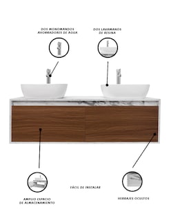 Foto 5 | Foto 5 | Gabinete Decomobil para Baño con Doble Lavabo Anton Minimalista
