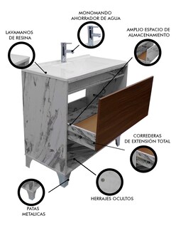 Foto 6 | Foto 6 | Gabinete De Baño Con Lavabo, Llave Y Cajon Minimalista Himalaya