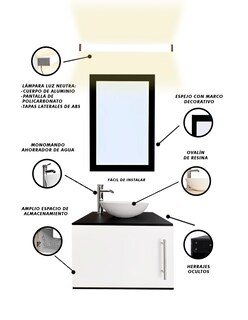 Foto 3 | Foto 3 | Gabinete De Baño Para Lavabo Con Lampara Y Espejo Agnes