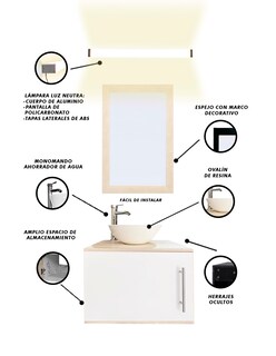 Foto 3 | Foto 3 | Gabinete De Baño Para Lavabo Con Lampara Y Espejo Agnes