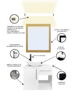 Foto 3 | Foto 3 | Gabinete Para Baño Con Lavabo Con Lampara Y Espejo Agatha