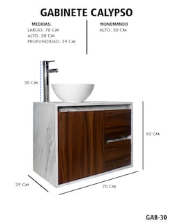 Foto 7 | Foto 7 | Gabinete Para Baño Calypso Ovalin Y Llave Minimalista, Gabinete Flotante Para Lavabo