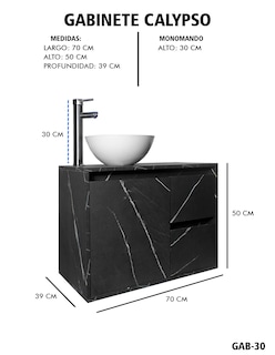 Foto 7 | Foto 7 | Gabinete Para Baño Calypso Ovalin Y Llave Minimalista, Gabinete Flotante Para Lavabo