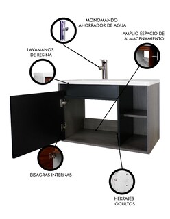 Foto 3 | Foto 3 | Gabinete De Baño Carlo Con Lavabo Y Monomando Minimalista