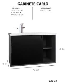 Foto 4 | Foto 4 | Gabinete De Baño Carlo Con Lavabo Y Monomando Minimalista