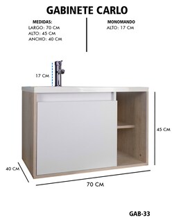 Foto 4 | Foto 4 | Gabinete De Baño Carlo Con Lavabo Y Monomando Minimalista