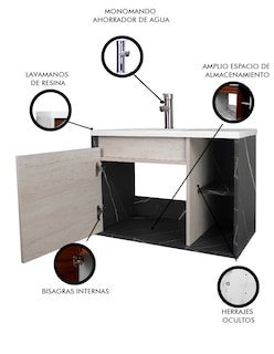Foto 3 | Foto 3 | Gabinete De Baño Carlo Con Lavabo Y Monomando Minimalista