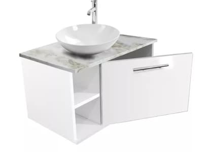 Foto 1 | Foto 1 | Gabinete Baño Monom Ovalin Ensamblado Vinil Metalico Blaco