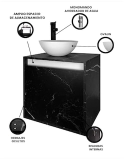 Foto 3 | Foto 3 | Gabinete Para Baño Con Lavabo Y Llave Minimalista Modelo Phía