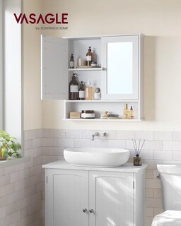 Foto 2 | Foto 2 | Mueble de Baño Vasagle con Espejo 13 X 56,5 X 58,5 cm Blanco - Venta Internacional