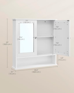 Foto 5 | Foto 5 | Mueble de Baño Vasagle con Espejo 13 X 56,5 X 58,5 cm Blanco - Venta Internacional