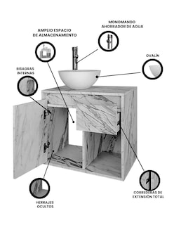 Foto 3 | Foto 3 | Gabinete Flotante Para Baño Con Monomando Y Ovalín Modelo Claire